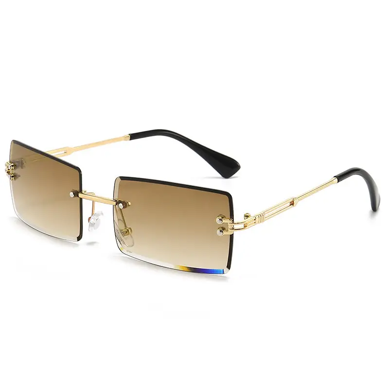 Women Square Gradient Ocean Sunglasses Frameless Cut Edge - Image 8