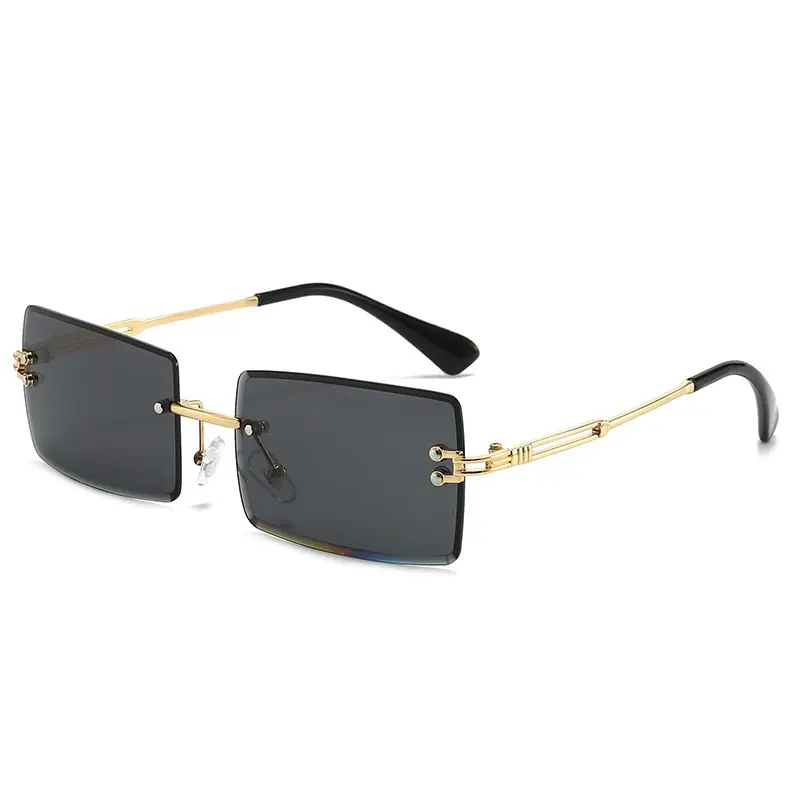 Women Square Gradient Ocean Sunglasses Frameless Cut Edge