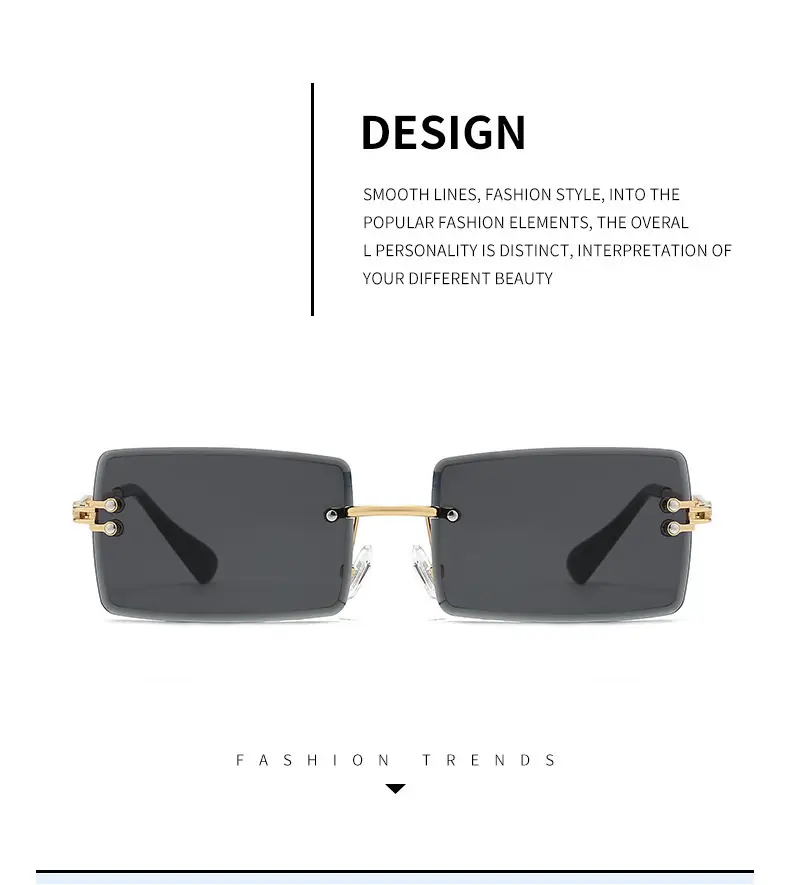 Women Square Gradient Ocean Sunglasses Frameless Cut Edge — feature 13