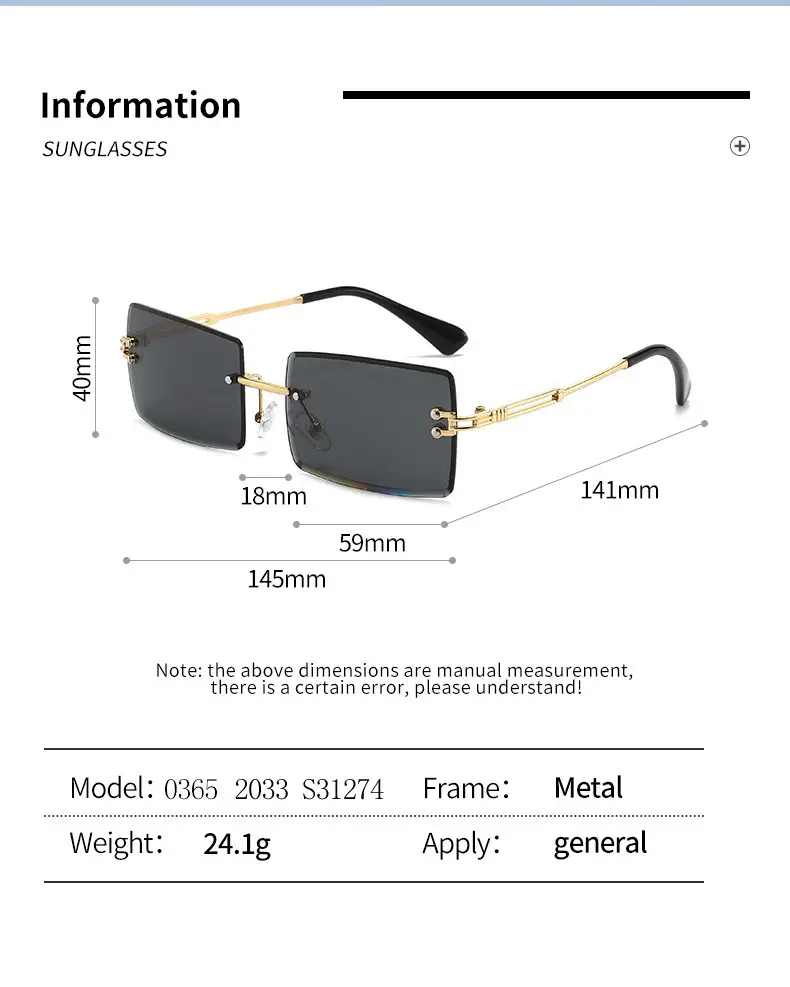 Women Square Gradient Ocean Sunglasses Frameless Cut Edge — feature 18