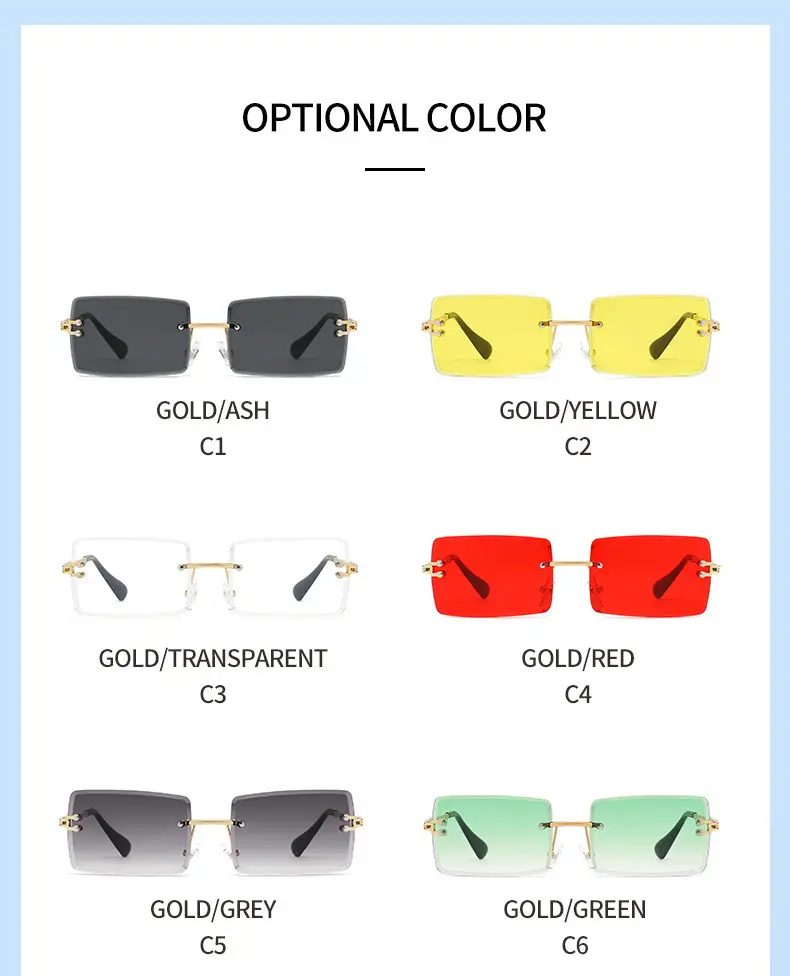 Women Square Gradient Ocean Sunglasses Frameless Cut Edge — feature 19