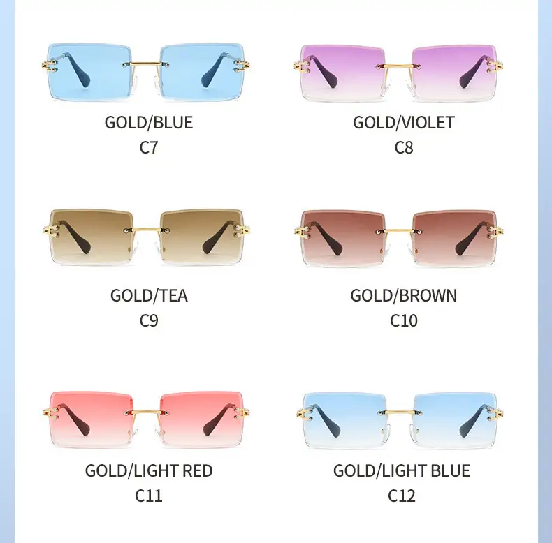 Women Square Gradient Ocean Sunglasses Frameless Cut Edge — feature 20