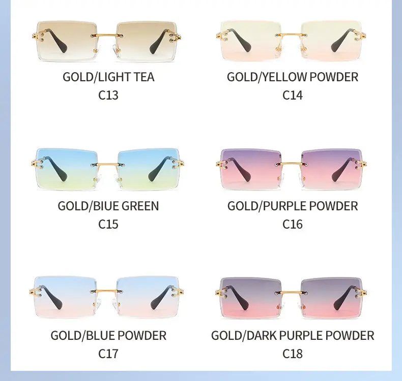 Women Square Gradient Ocean Sunglasses Frameless Cut Edge — feature 21