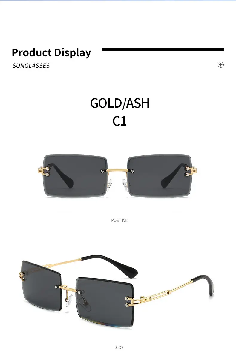 Women Square Gradient Ocean Sunglasses Frameless Cut Edge — feature 22