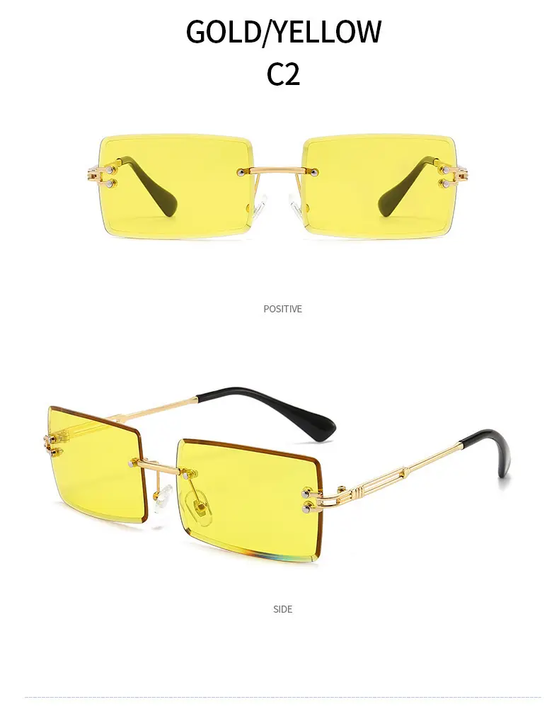 Women Square Gradient Ocean Sunglasses Frameless Cut Edge — feature 24