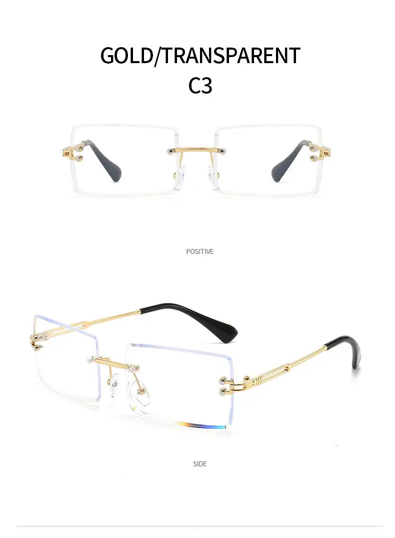 Women Square Gradient Ocean Sunglasses Frameless Cut Edge — feature 25