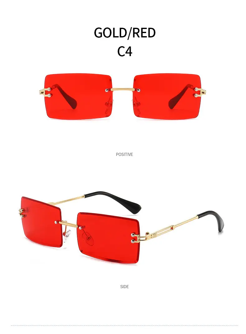 Women Square Gradient Ocean Sunglasses Frameless Cut Edge — feature 26
