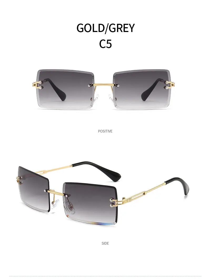 Women Square Gradient Ocean Sunglasses Frameless Cut Edge — feature 27
