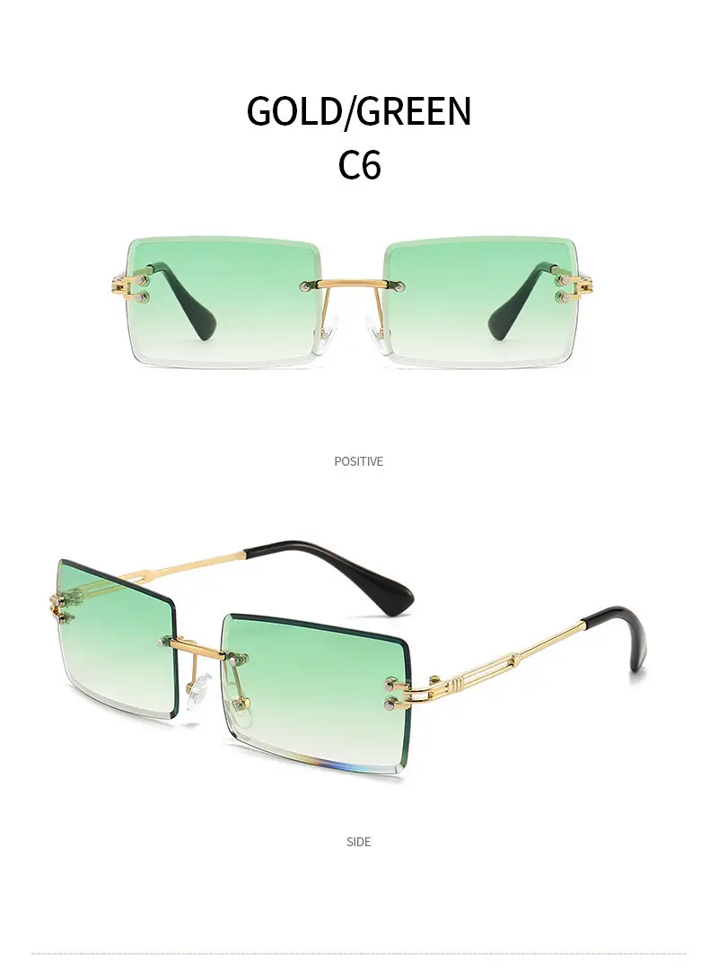 Women Square Gradient Ocean Sunglasses Frameless Cut Edge — feature 28