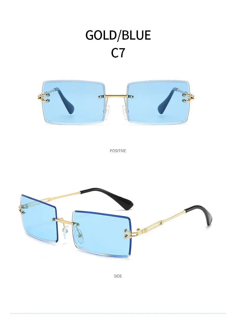 Women Square Gradient Ocean Sunglasses Frameless Cut Edge — feature 29