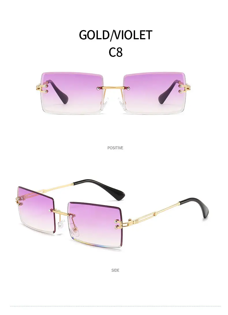 Women Square Gradient Ocean Sunglasses Frameless Cut Edge — feature 30