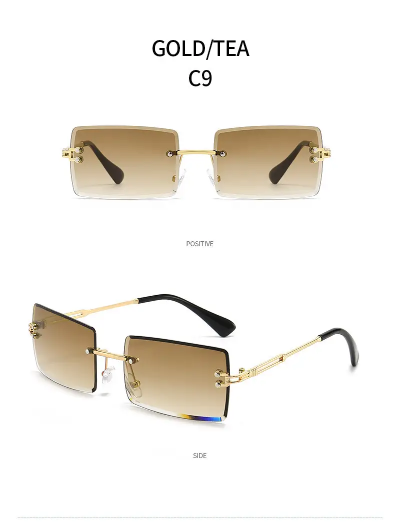 Women Square Gradient Ocean Sunglasses Frameless Cut Edge — feature 31