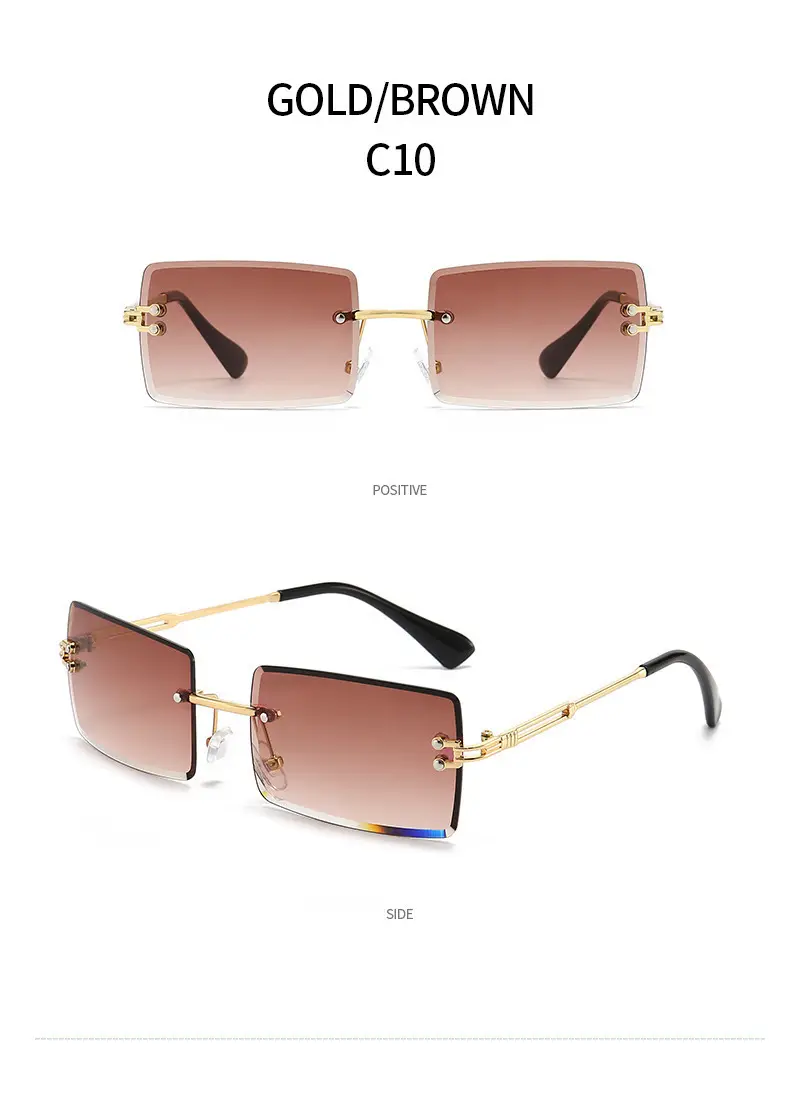 Women Square Gradient Ocean Sunglasses Frameless Cut Edge — feature 32