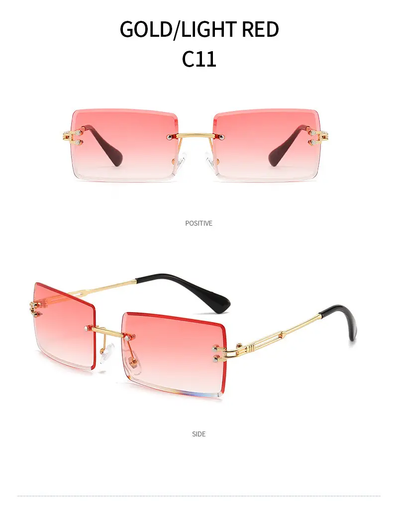 Women Square Gradient Ocean Sunglasses Frameless Cut Edge — feature 33
