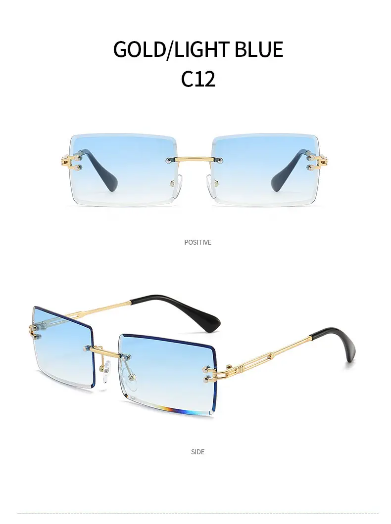 Women Square Gradient Ocean Sunglasses Frameless Cut Edge — feature 34