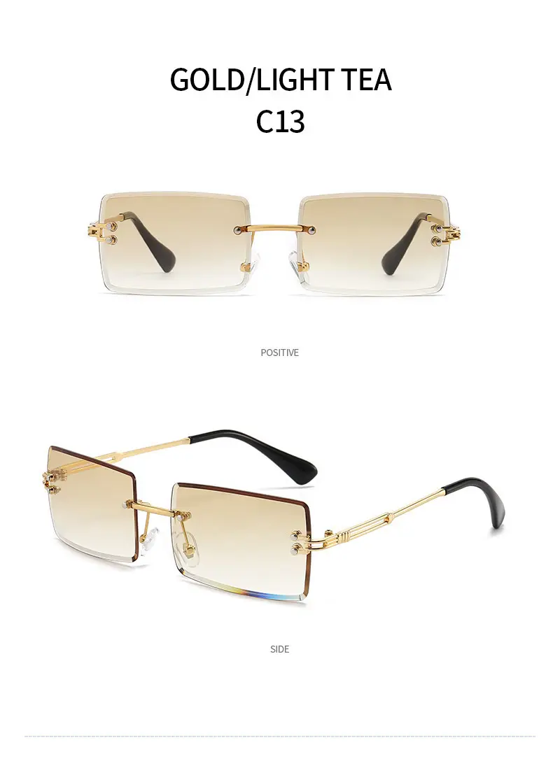 Women Square Gradient Ocean Sunglasses Frameless Cut Edge — feature 35
