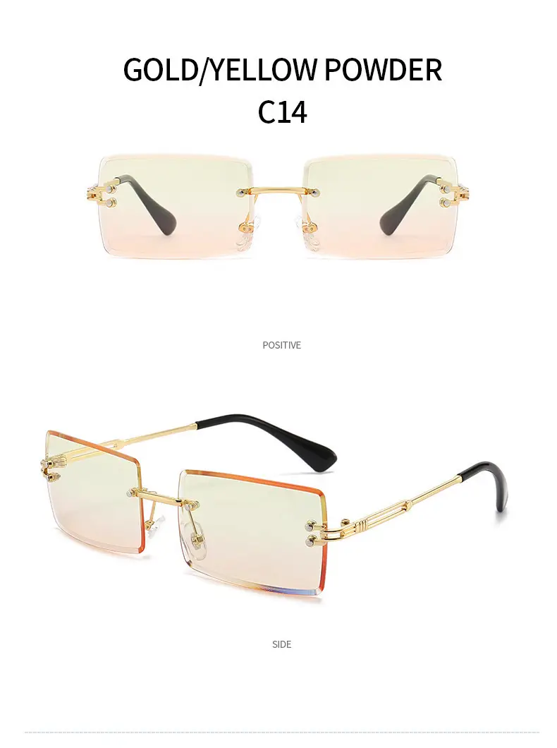 Women Square Gradient Ocean Sunglasses Frameless Cut Edge — feature 36