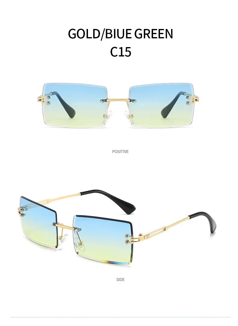 Women Square Gradient Ocean Sunglasses Frameless Cut Edge — feature 37