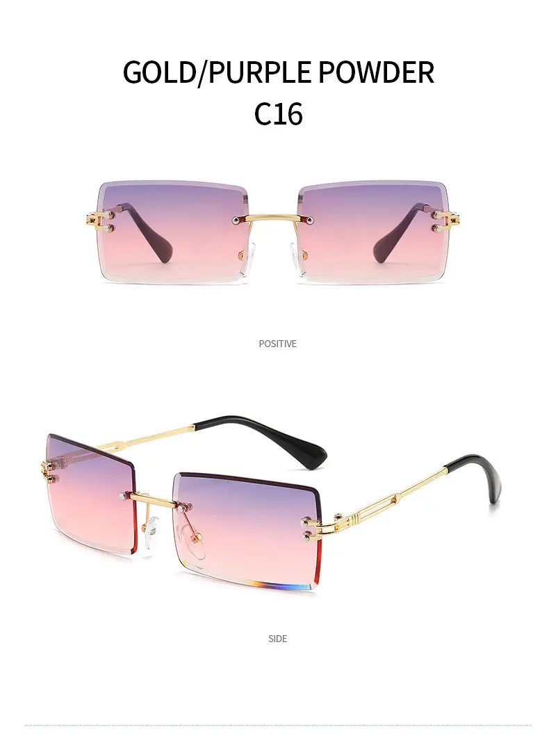 Women Square Gradient Ocean Sunglasses Frameless Cut Edge — feature 38