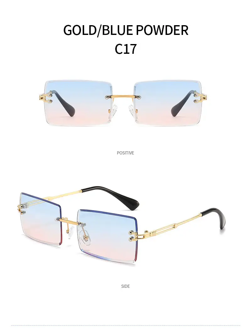 Women Square Gradient Ocean Sunglasses Frameless Cut Edge — feature 39