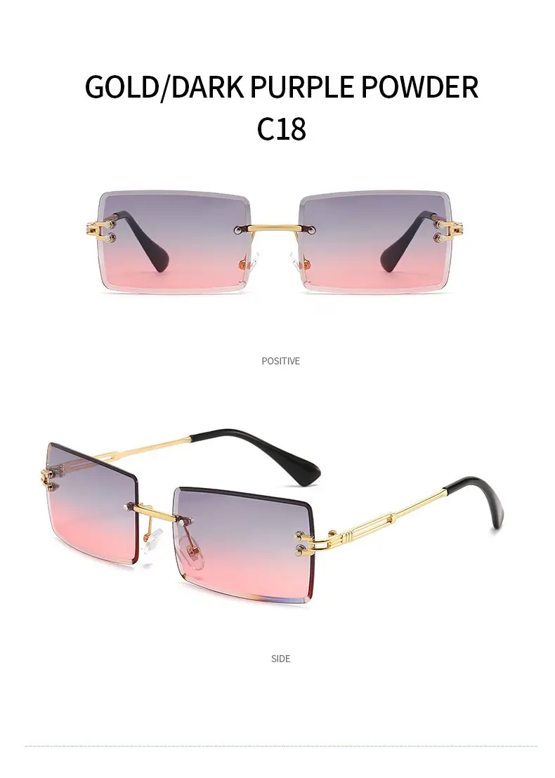Women Square Gradient Ocean Sunglasses Frameless Cut Edge — feature 40