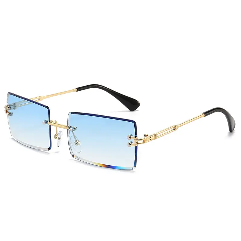 Women Square Gradient Ocean Sunglasses Frameless Cut Edge - Image 11