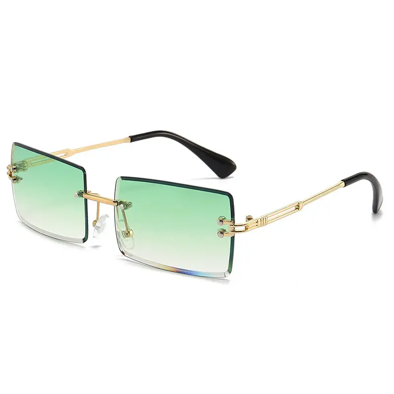 Women Square Gradient Ocean Sunglasses Frameless Cut Edge - Image 6