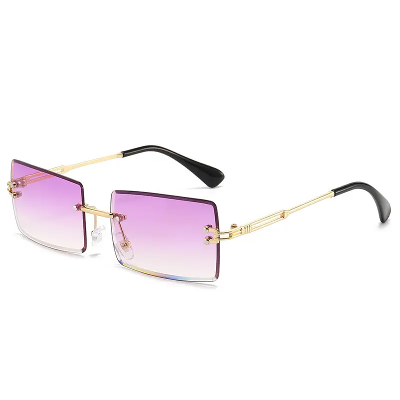 Women Square Gradient Ocean Sunglasses Frameless Cut Edge - Image 7