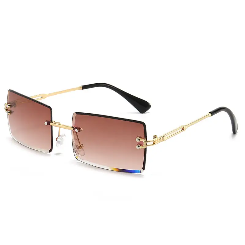 Women Square Gradient Ocean Sunglasses Frameless Cut Edge - Image 9