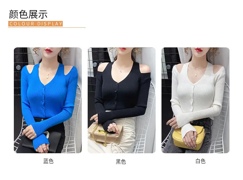 Women's White Long Sleeve V-Neck Top with Shoulder Cutouts — feature 4