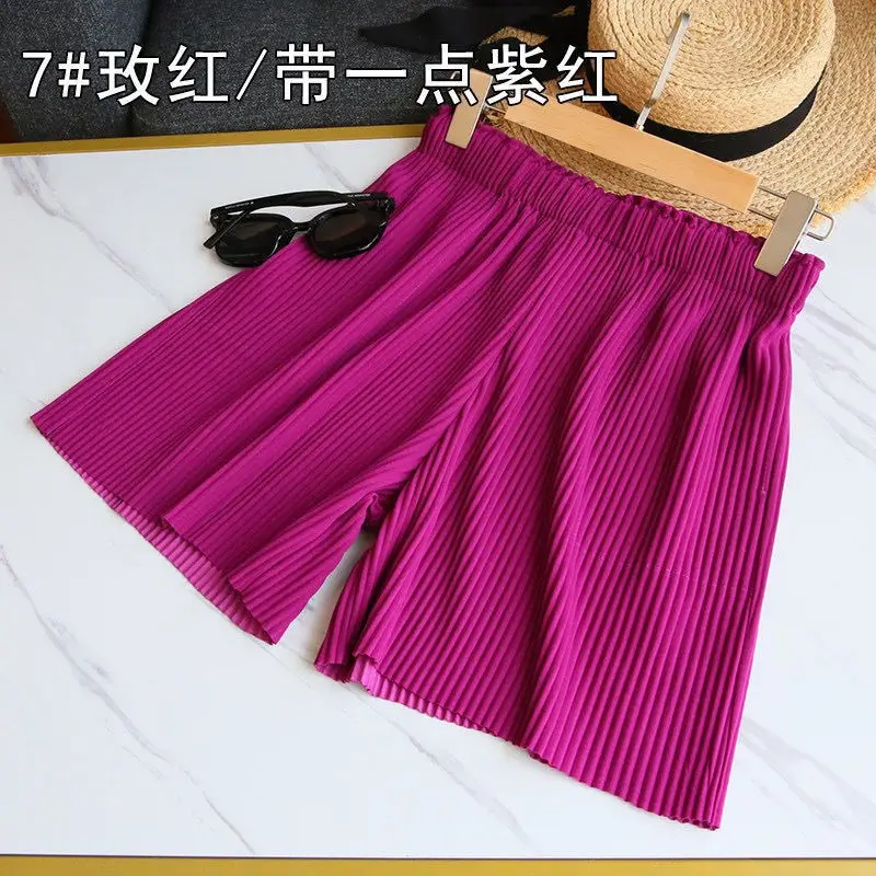Women 3 Beige Wide Leg Shorts Mid Length Slimming — feature 27