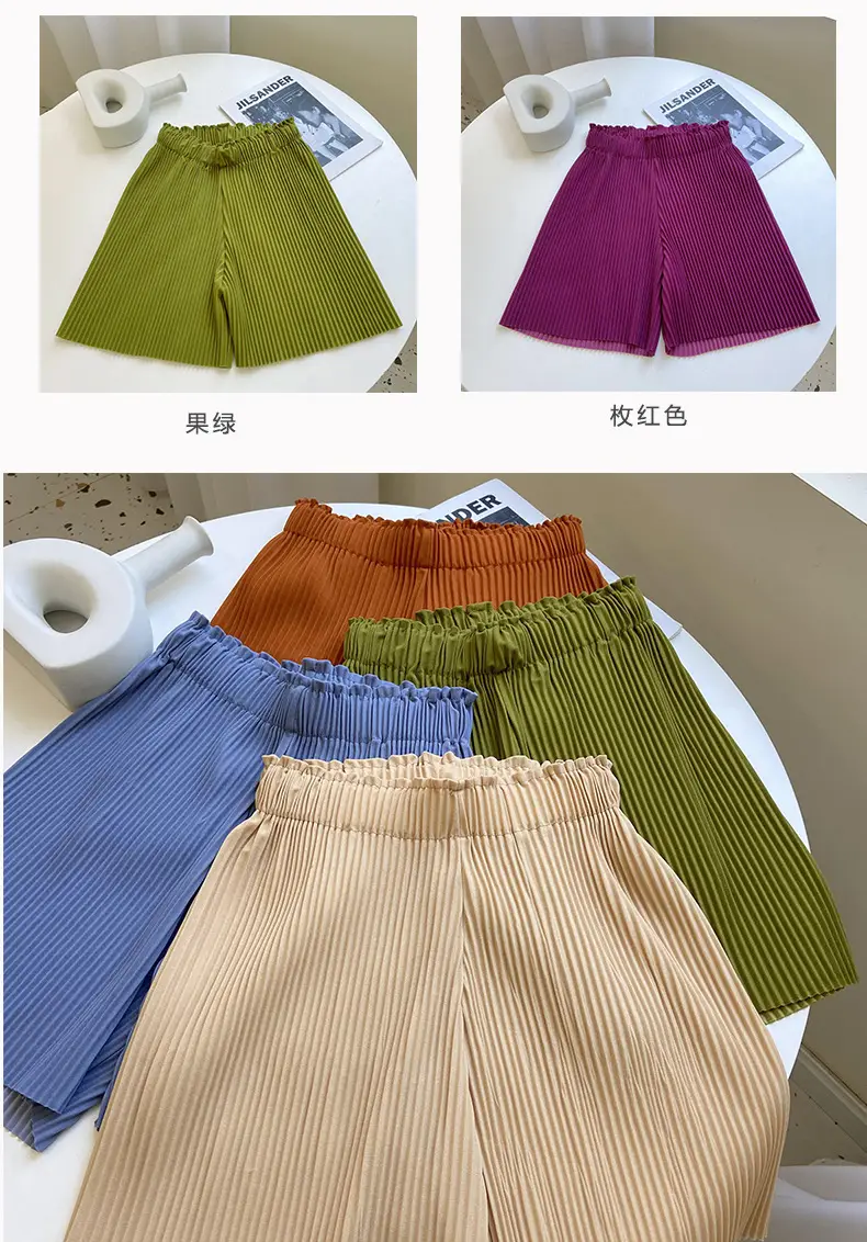 Women 3 Beige Wide Leg Shorts Mid Length Slimming — feature 5