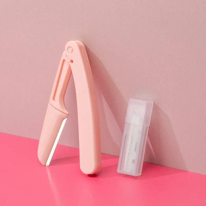 Pink Anti-Scratch Eyebrow Knife Set for Women - Image 3