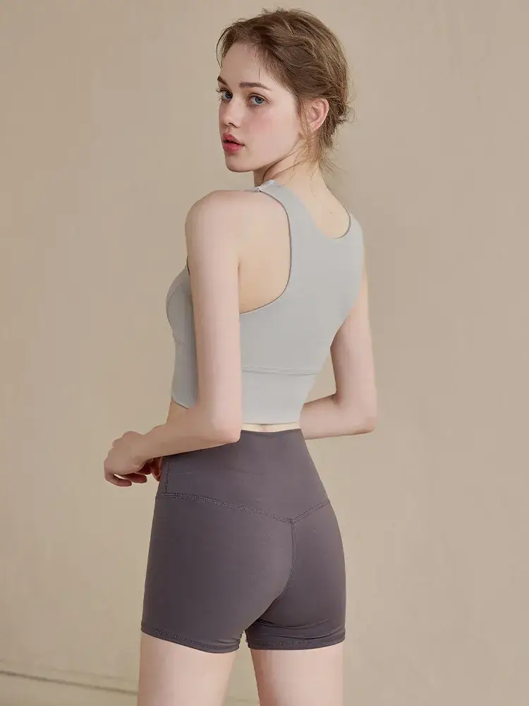 Women's Grey High Waist Sports Bra Pants Set