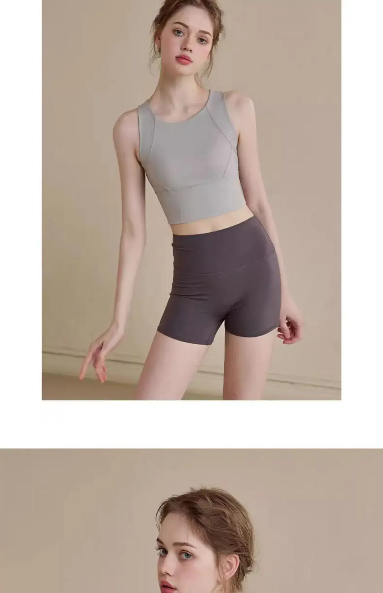 Women's Grey High Waist Sports Bra Pants Set — feature 10