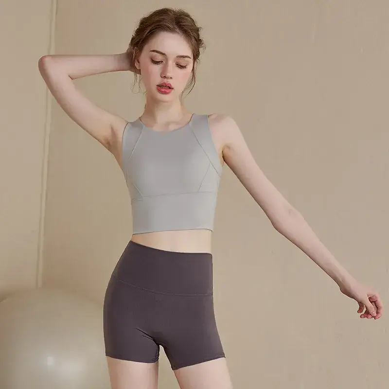 Women's Grey High Waist Sports Bra Pants Set