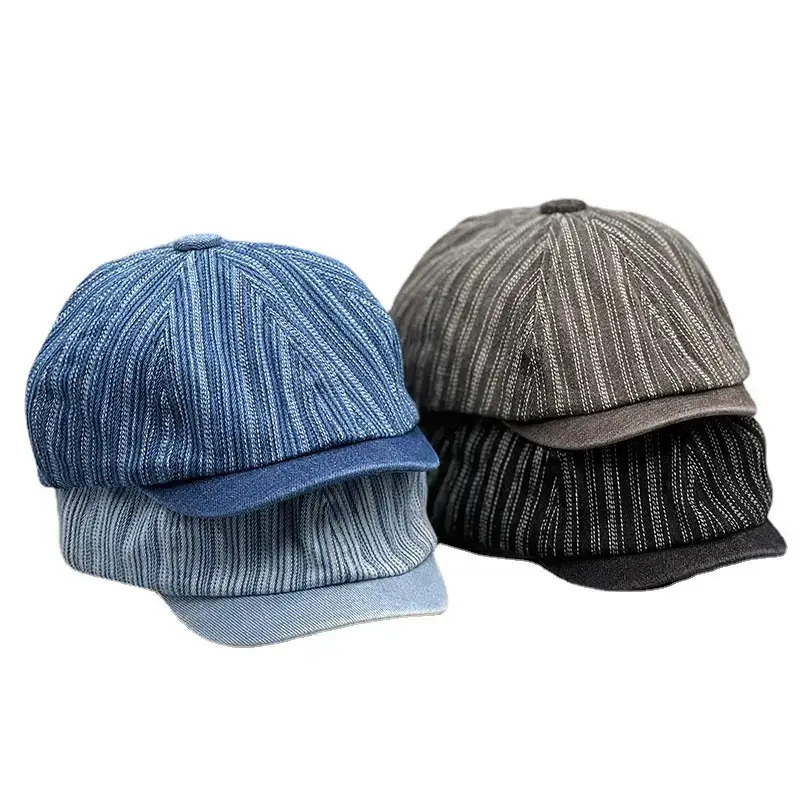 Blue Striped Denim Baseball Cap for Men Women Spring Autumn - Image 8