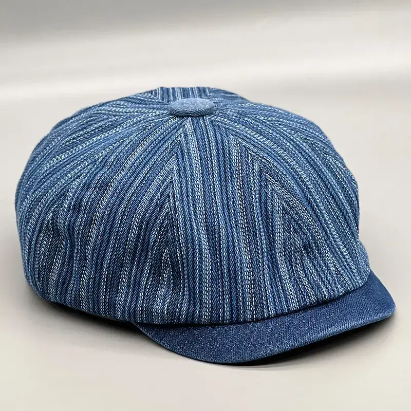 Blue Striped Denim Baseball Cap for Men Women Spring Autumn - Image 3