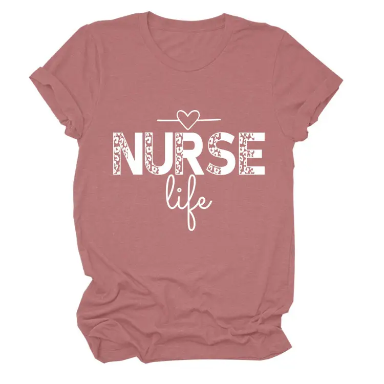 Nurse Life Letter T-Shirt Women Grey