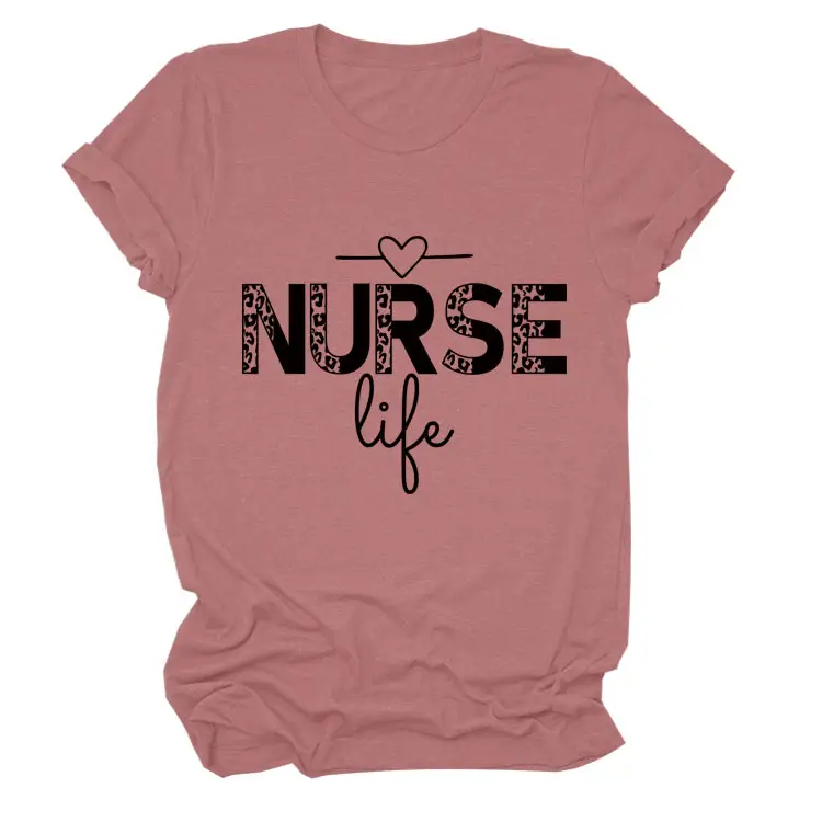 Nurse Life Letter T-Shirt Women Grey