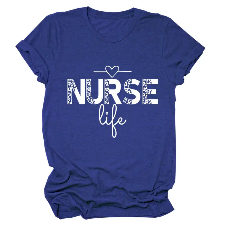 Nurse Life Letter T-Shirt Women Grey