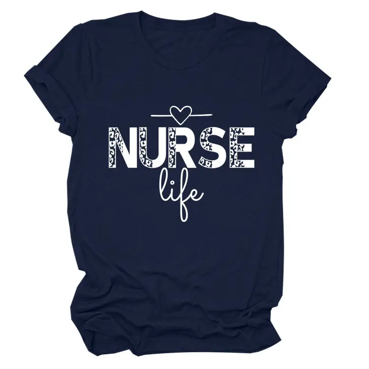 Nurse Life Letter T-Shirt Women Grey