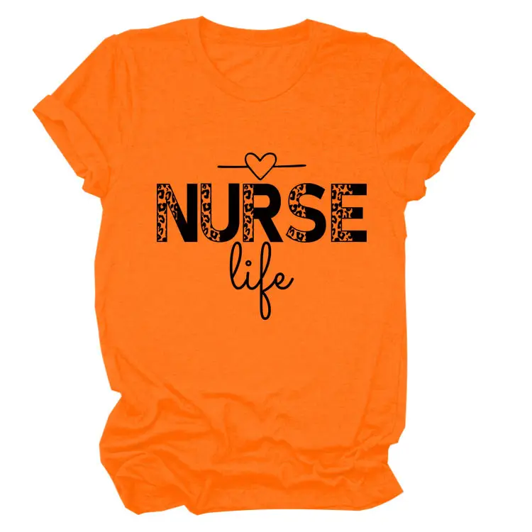 Nurse Life Letter T-Shirt Women Grey
