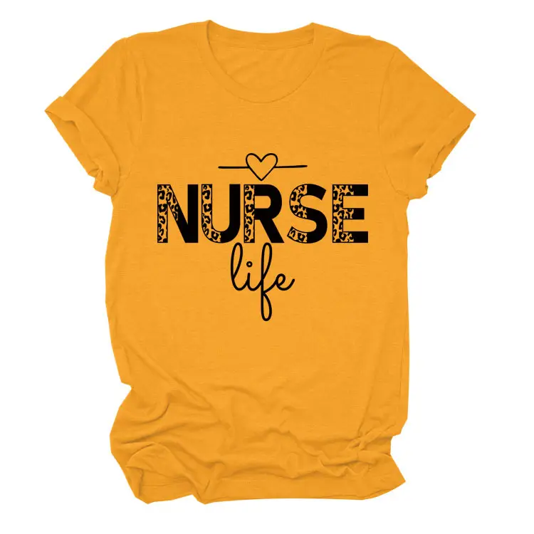 Nurse Life Letter T-Shirt Women Grey