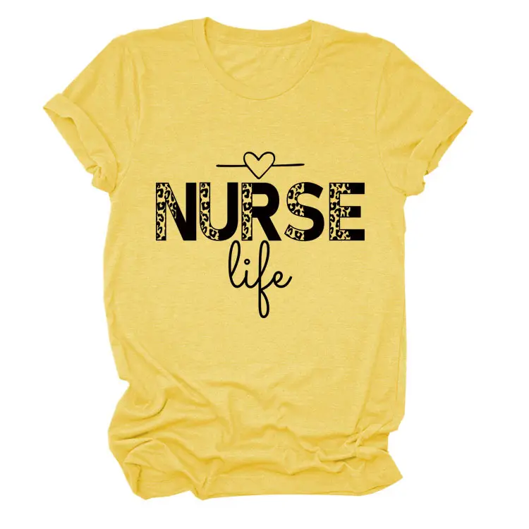 Nurse Life Letter T-Shirt Women Grey
