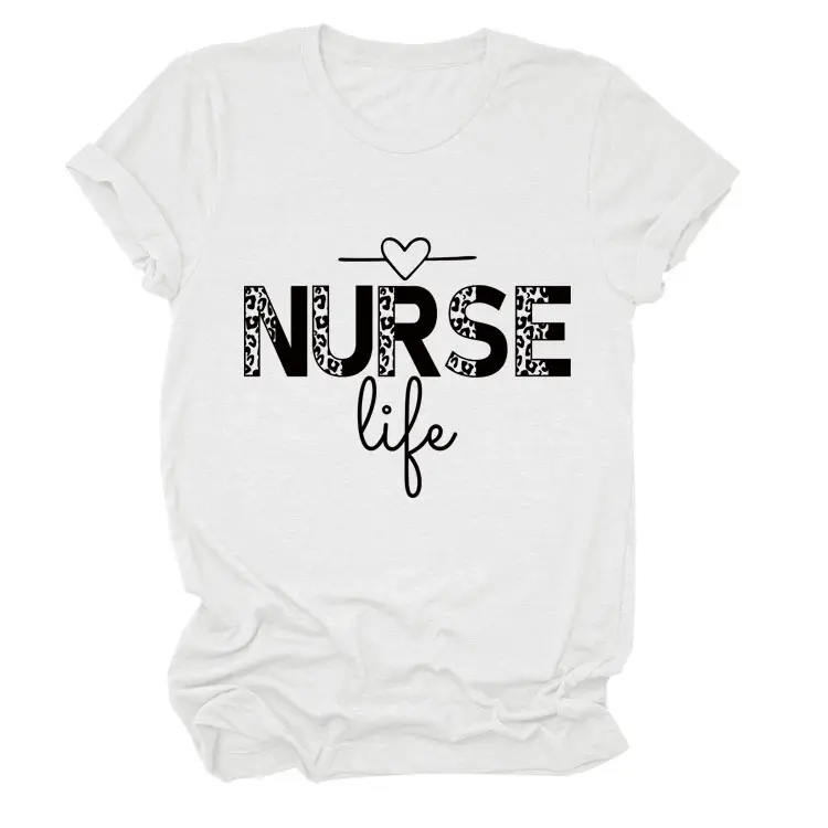 Nurse Life Letter T-Shirt Women Grey