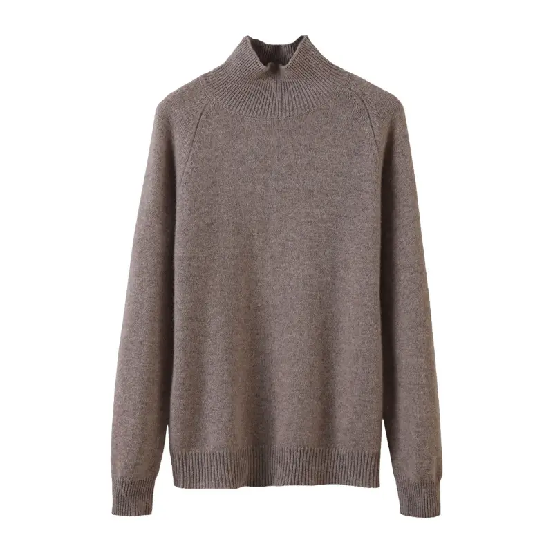 Women's Purple High-Neck Knit Sweater Long Sleeve - Image 18