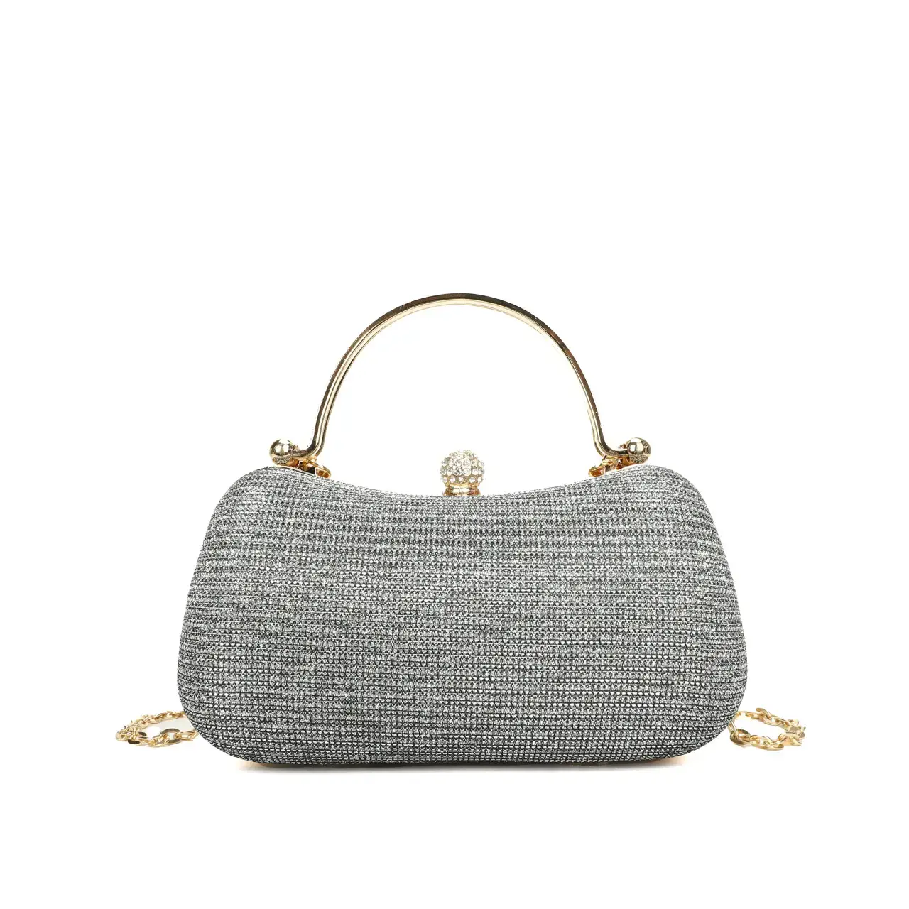 Women's Rhinestone Chain Mobile Bag Black Gold - Image 9
