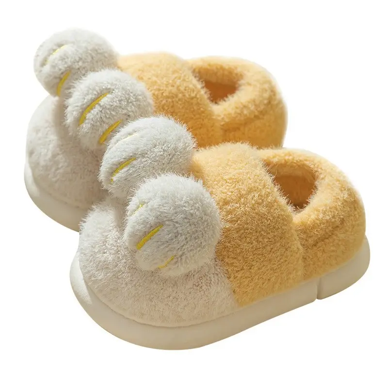 Winter Couple Plush Cotton Slippers Men's Indoor Home Women's Confinement Shoes Warm and Cute Cat Claw Family Cotton Shoes - Image 8