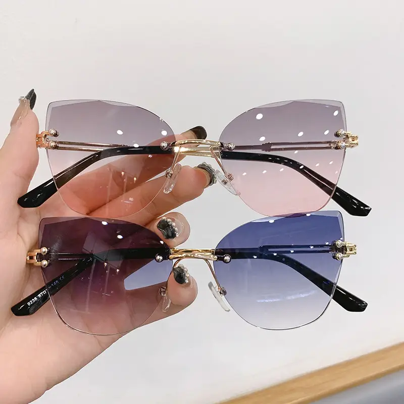 Cat Eye Gradient Sunglasses Gold Frame Europe US - Image 9